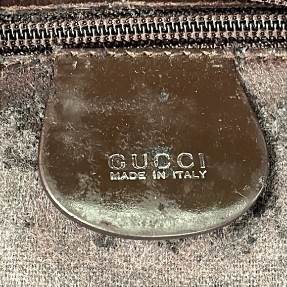 Vintage Gucci Dark Brown Patent Leather Structured Handbag 2 Way Glossy - Picture 12 of 17